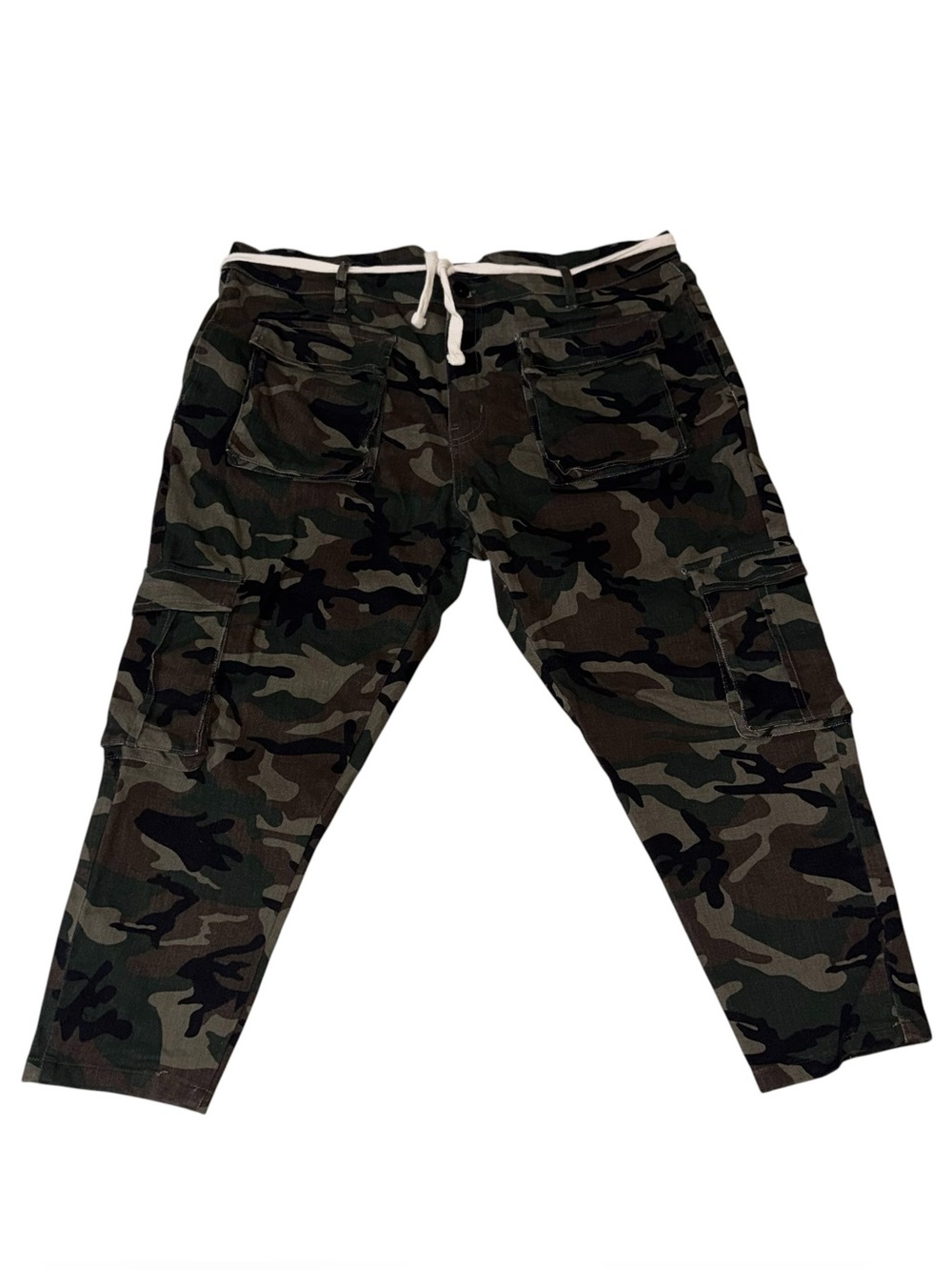 Fashion Nova Men's Size 42 Cropped Slim Fit Cargo Pants Camouflage Tapered Leg
